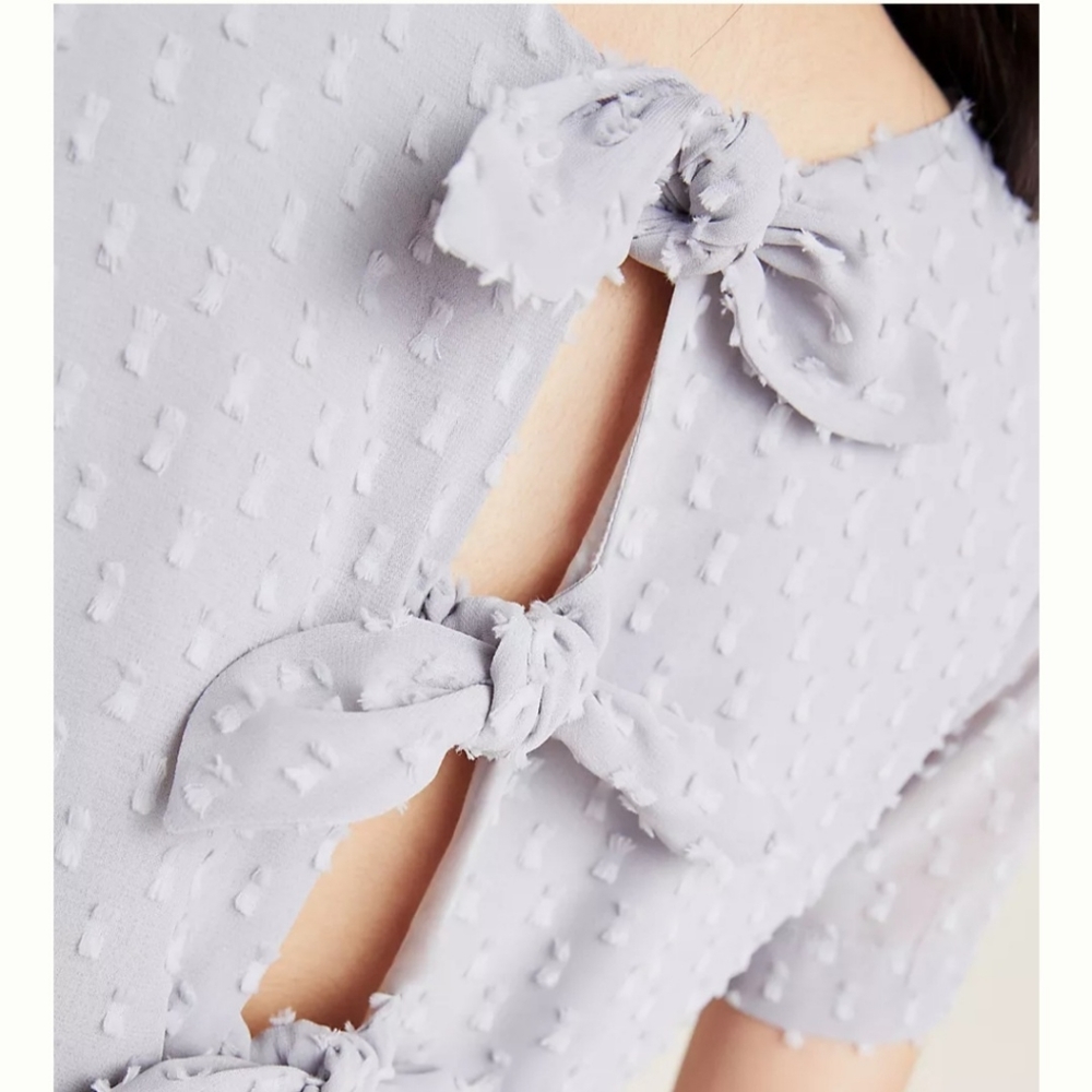 Anthropologie Sunday In Brooklyn Georgiana Bows Textured Mini Dress - Picture 3 of 12